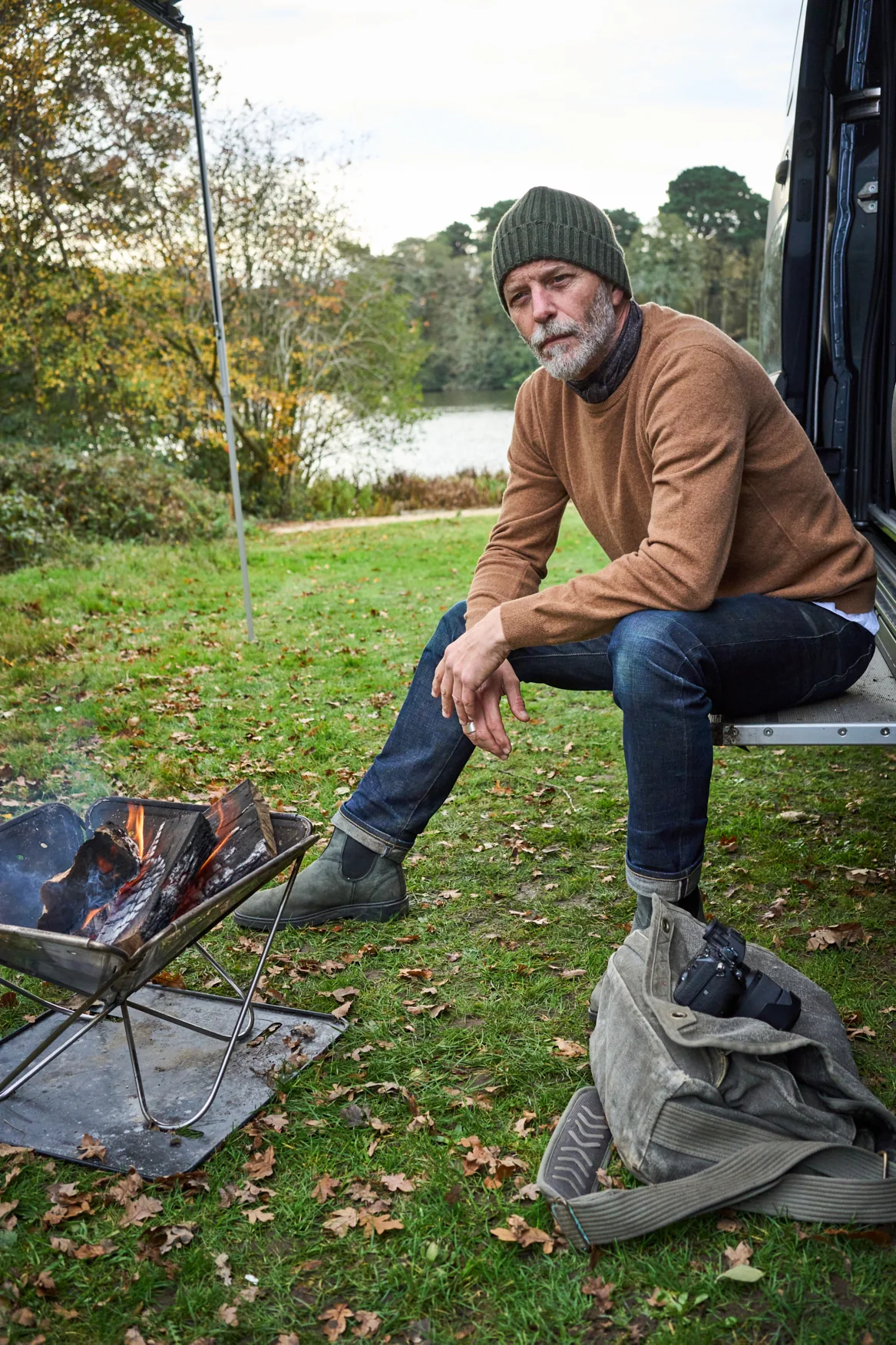 Cashmere Ribbed Olive Beanie Hat - Image 7