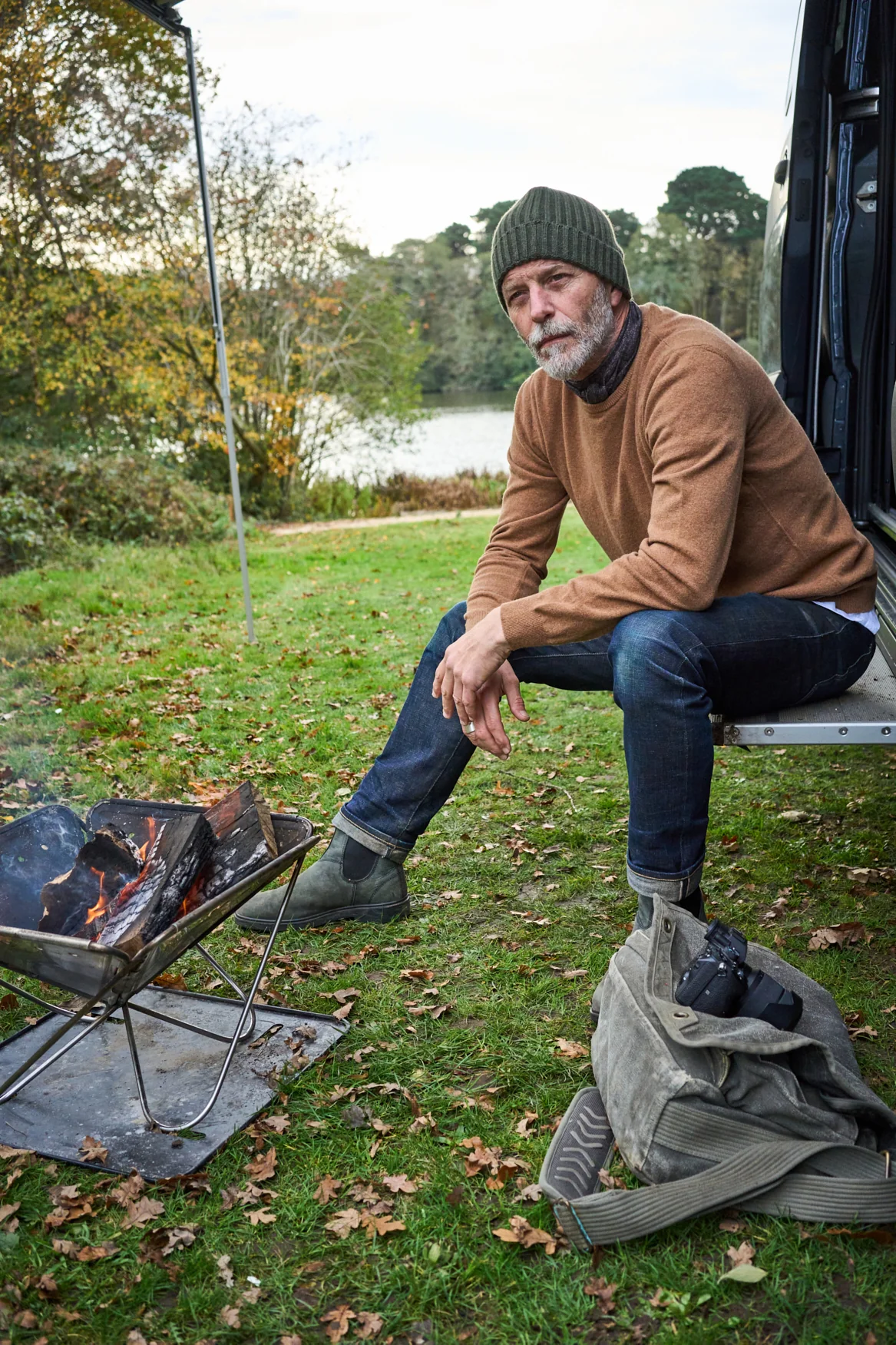 Recycled Italian Wool Tan Knitted Crew Neck - Image 8