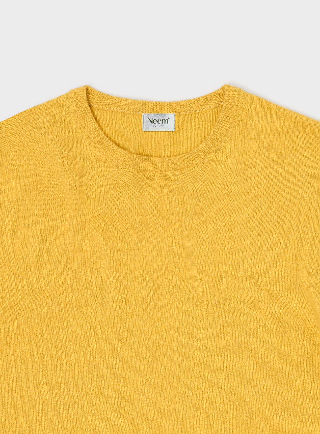 Recycled Italian Wool Knit Yellow Crew Neck - Image 3