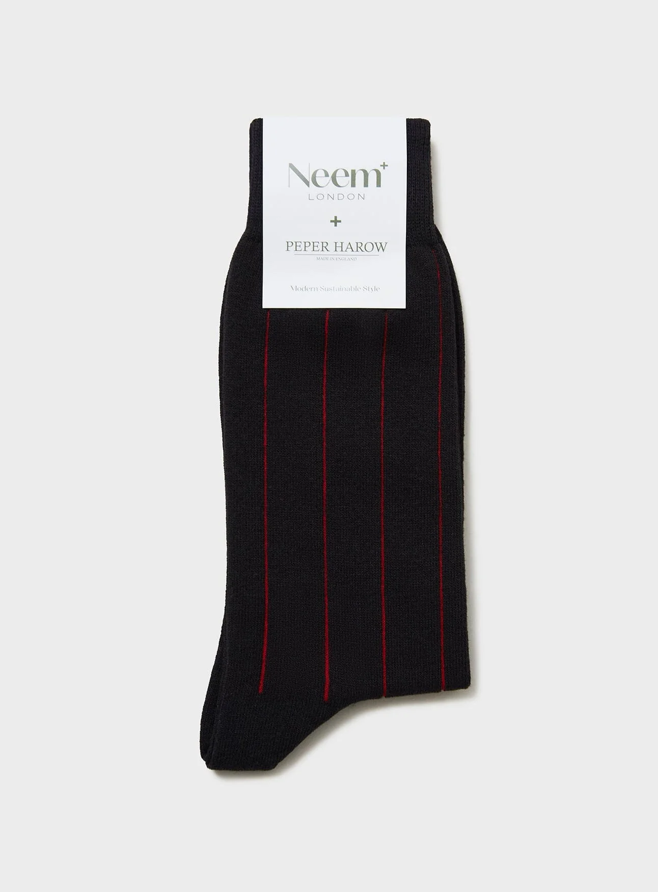 Recycled Cotton Pin Stripe Black/Red Socks - Image 4