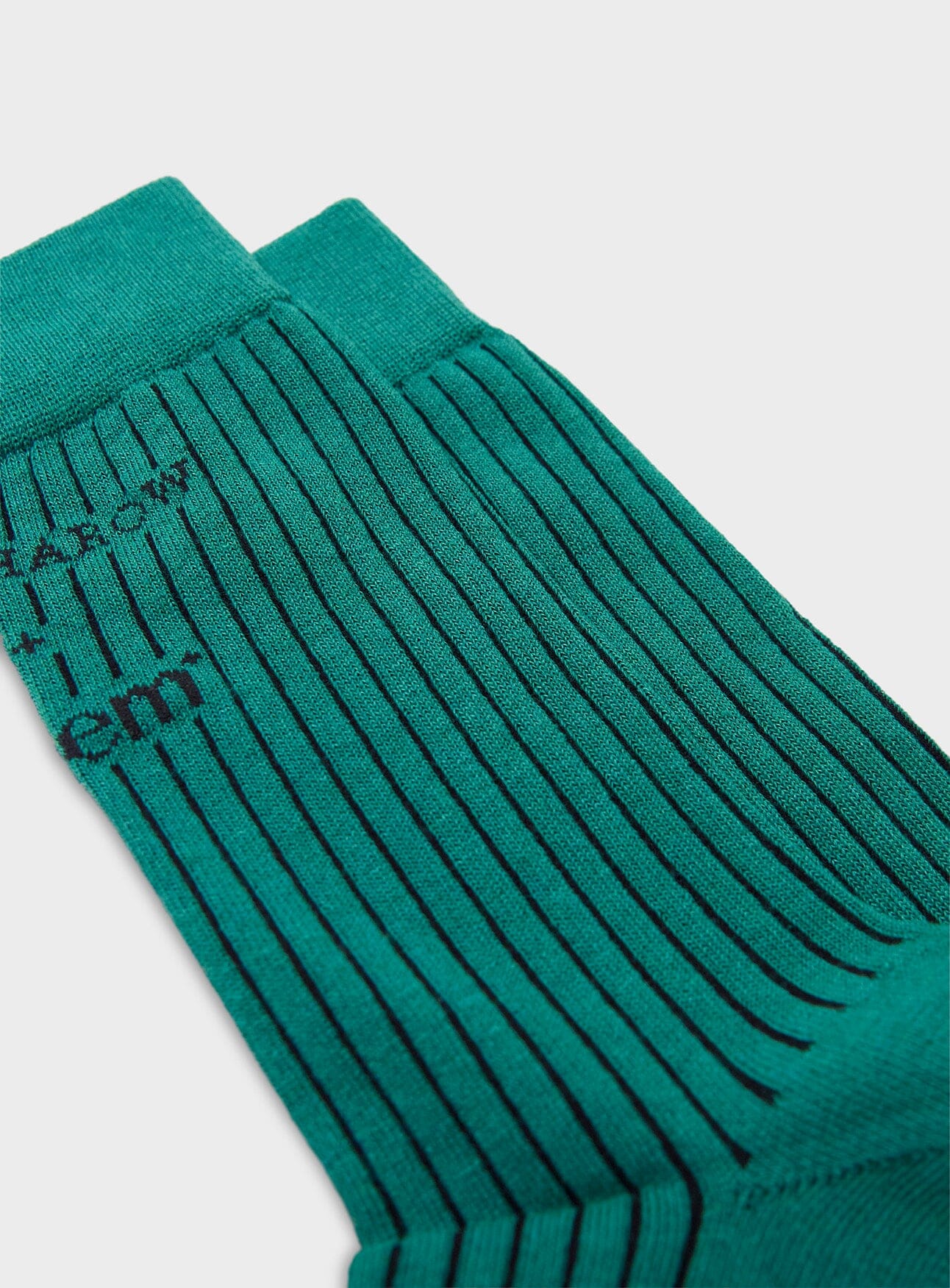 Recycled British Ribbed Cotton Upbeat Green Men's Socks - Image 3
