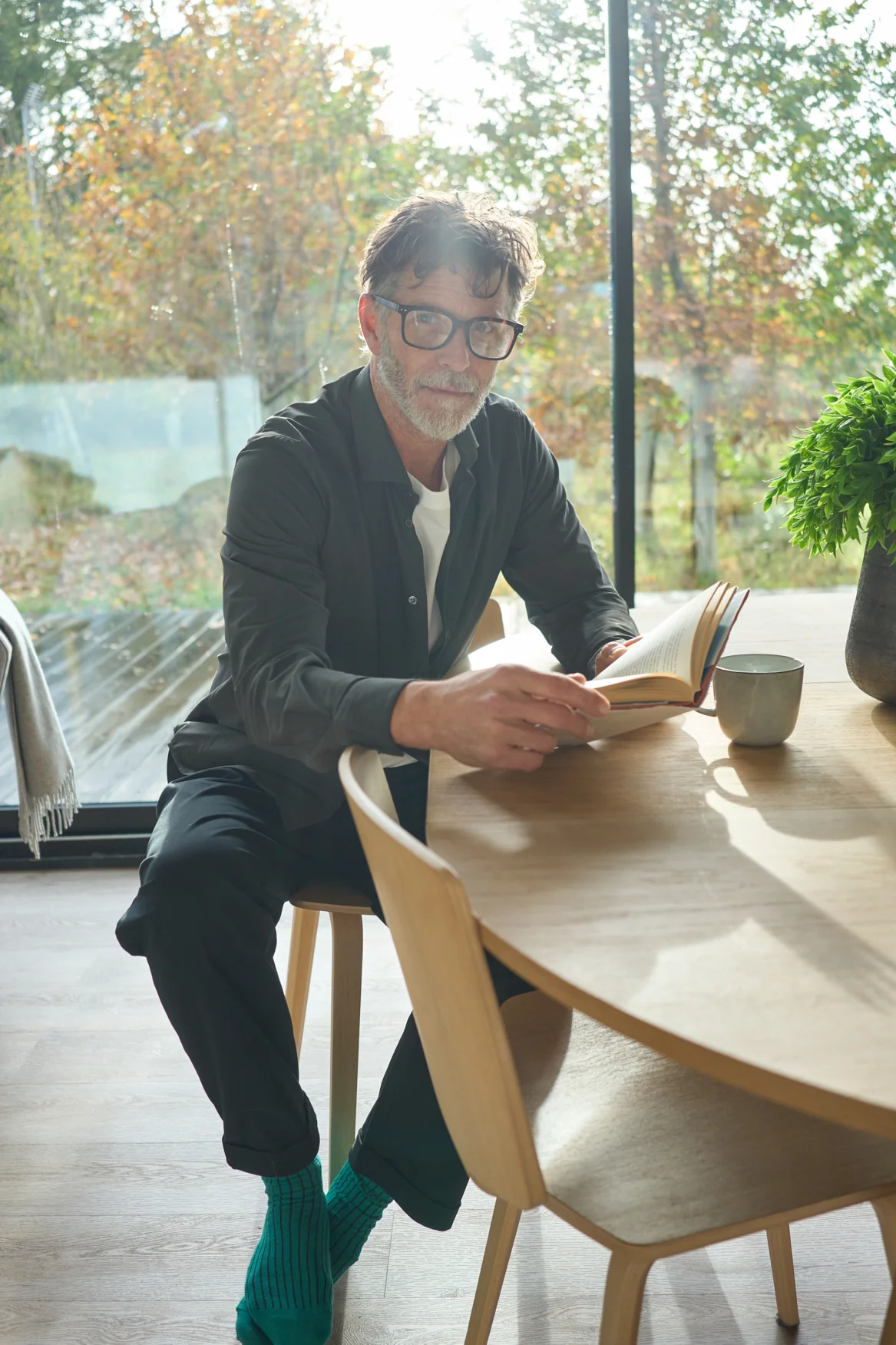 Recycled British Ribbed Cotton Upbeat Green Men's Socks - Image 6