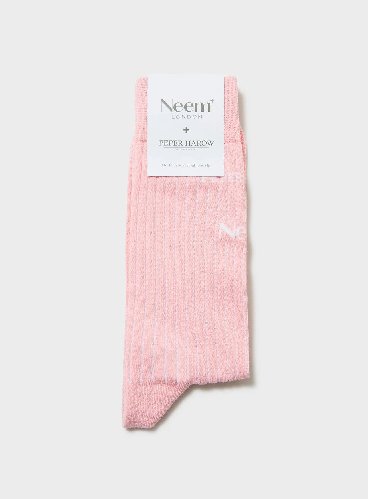 Recycled British Ribbed Cotton Pink Men's Socks - Image 3