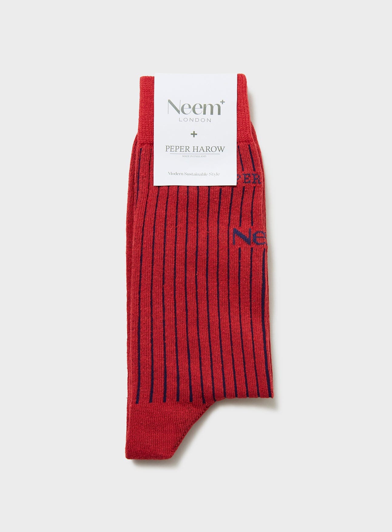 Recycled British Ribbed Cotton Red Men's Socks - Image 4