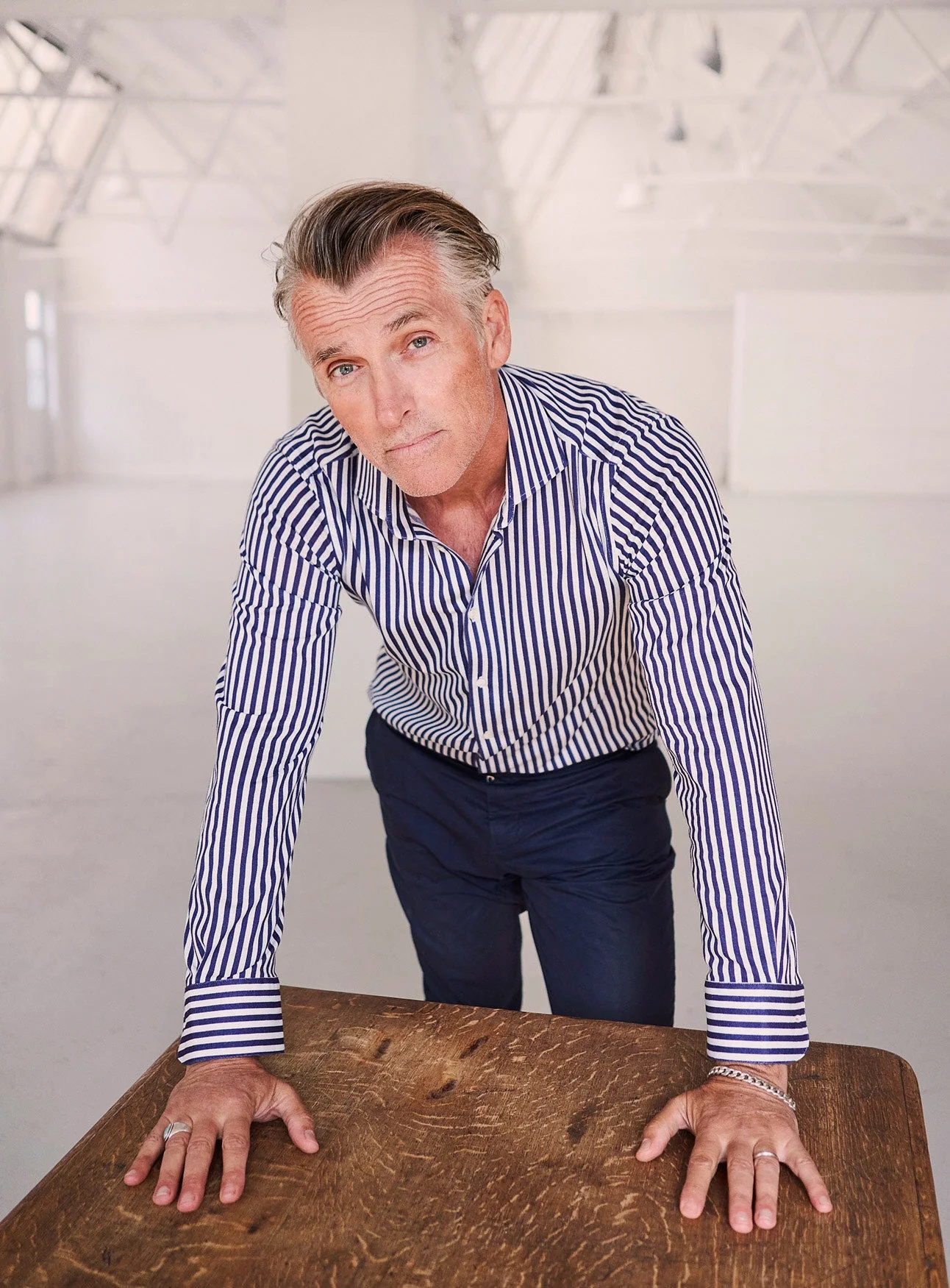 Recycled Modern City Stripe Cut Away Collar Shirt - Image 4