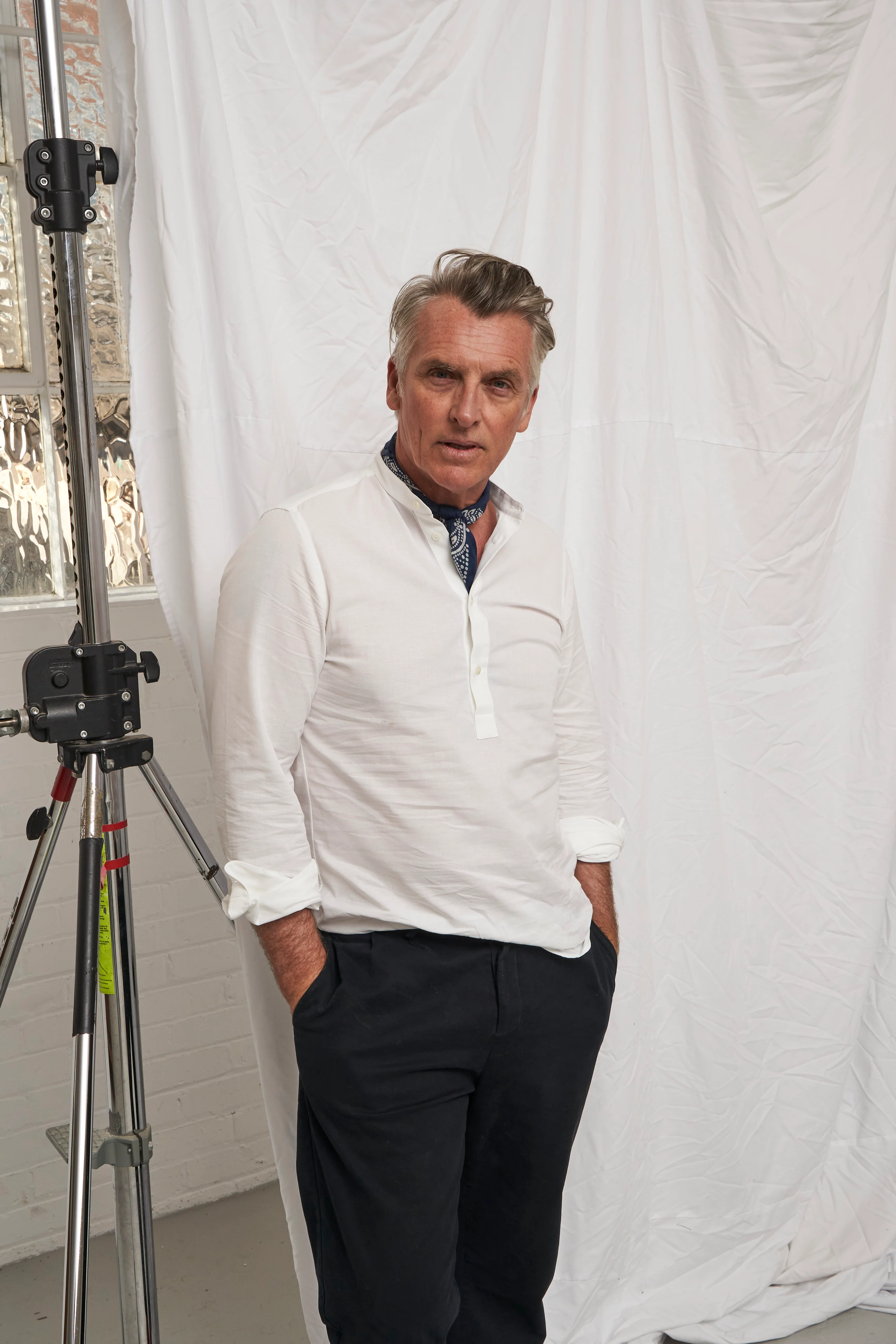 Recycled White Nehru Collar Popover Shirt - Image 6