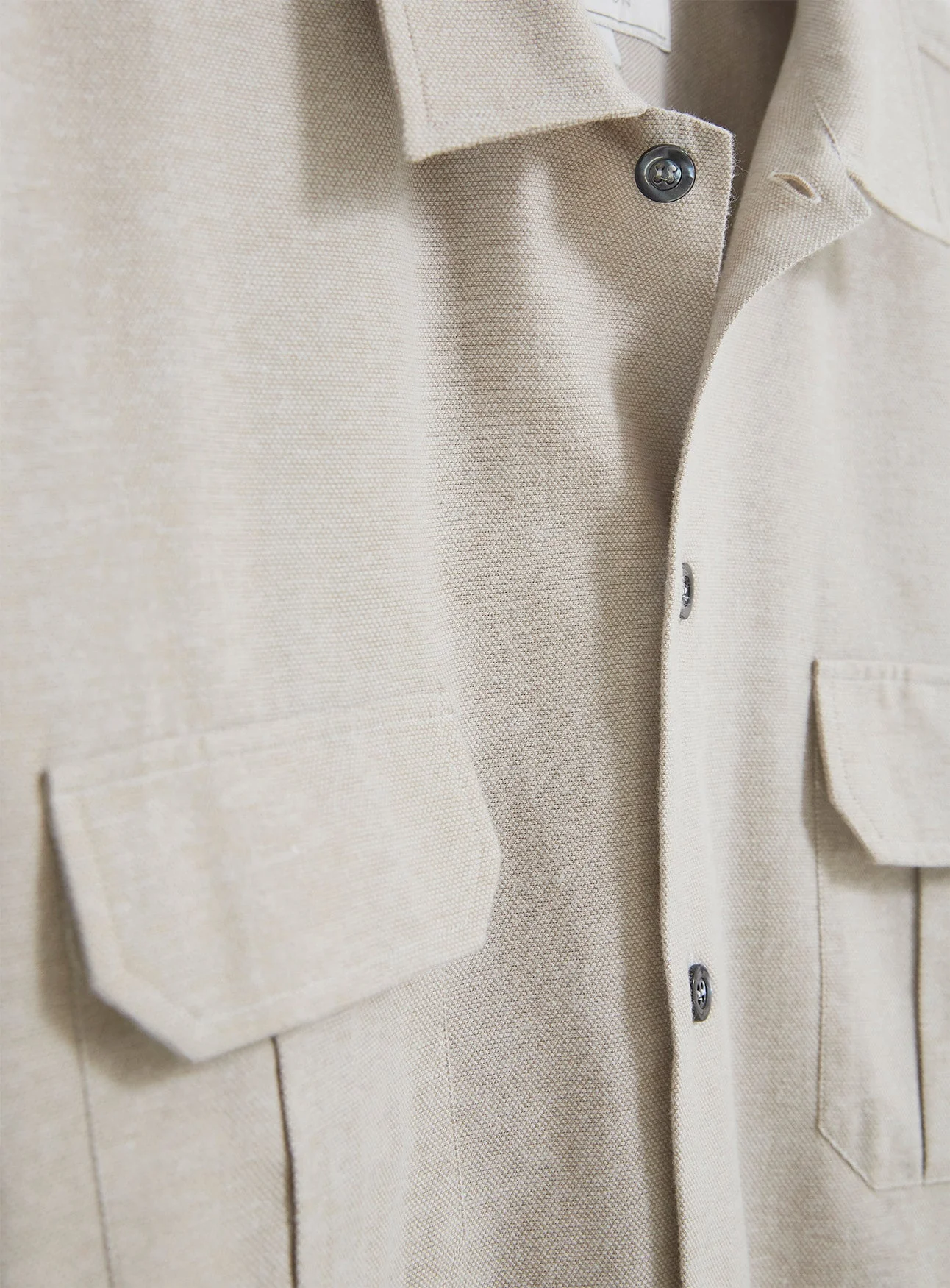 Recycled Italian Flannel Oatmeal Over-Shirt - Image 5