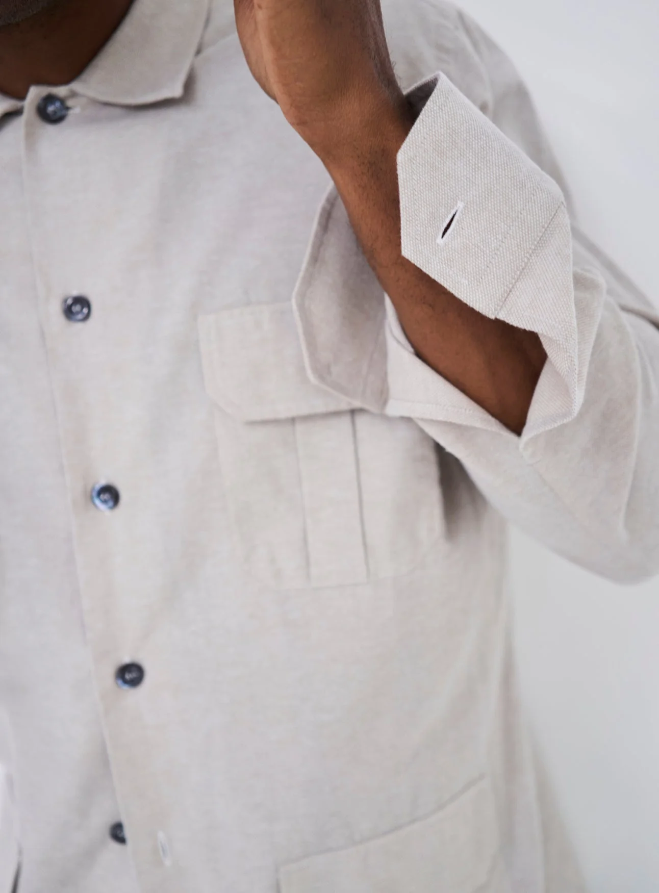 Recycled Italian Flannel Oatmeal Over-Shirt - Image 6