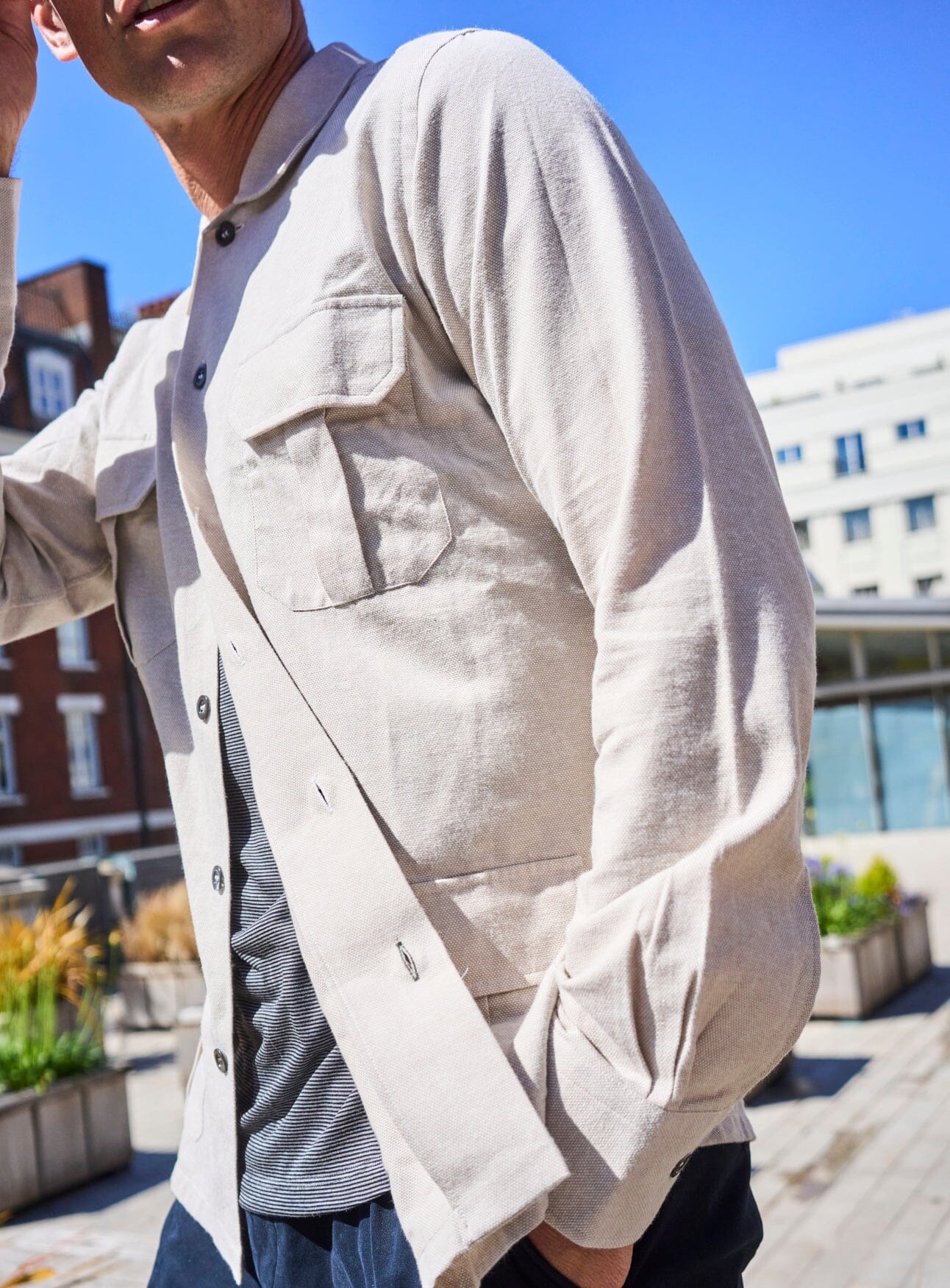 Recycled Italian Flannel Oatmeal Over-Shirt - Image 7