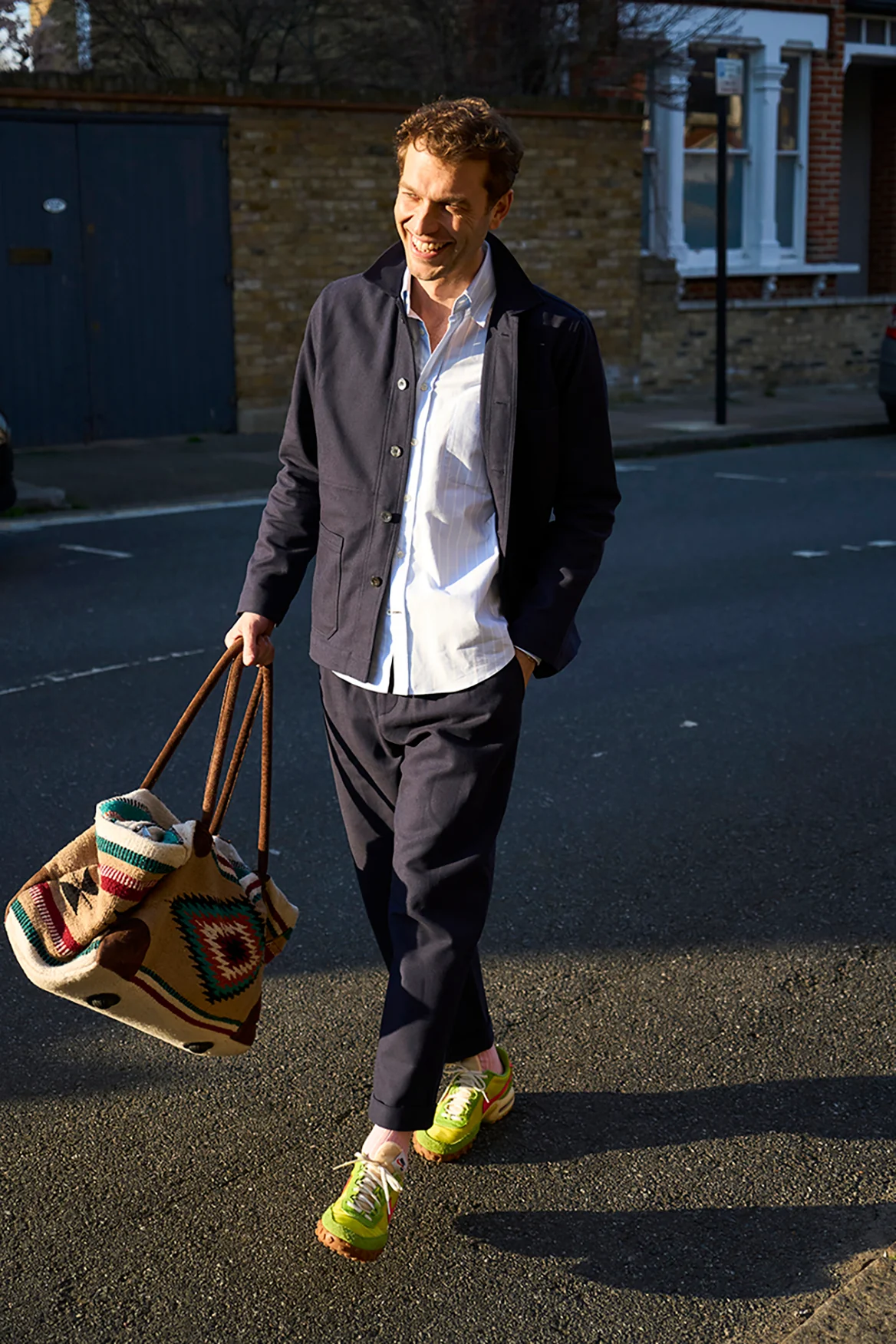 Recycled Twill Navy Pleated Trouser - Image 4