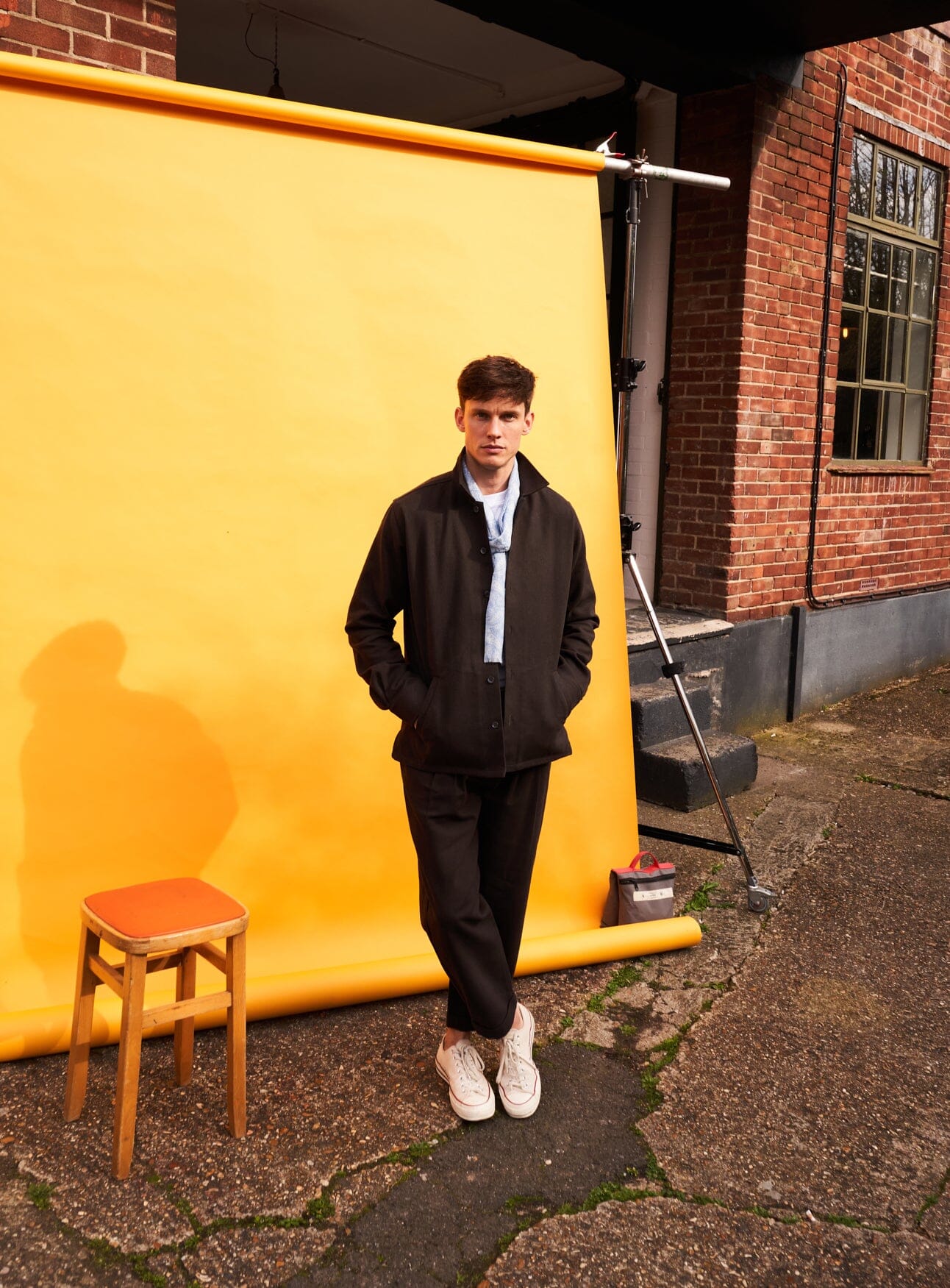 Recycled Twill Chocolate Pleated Trouser - Image 4