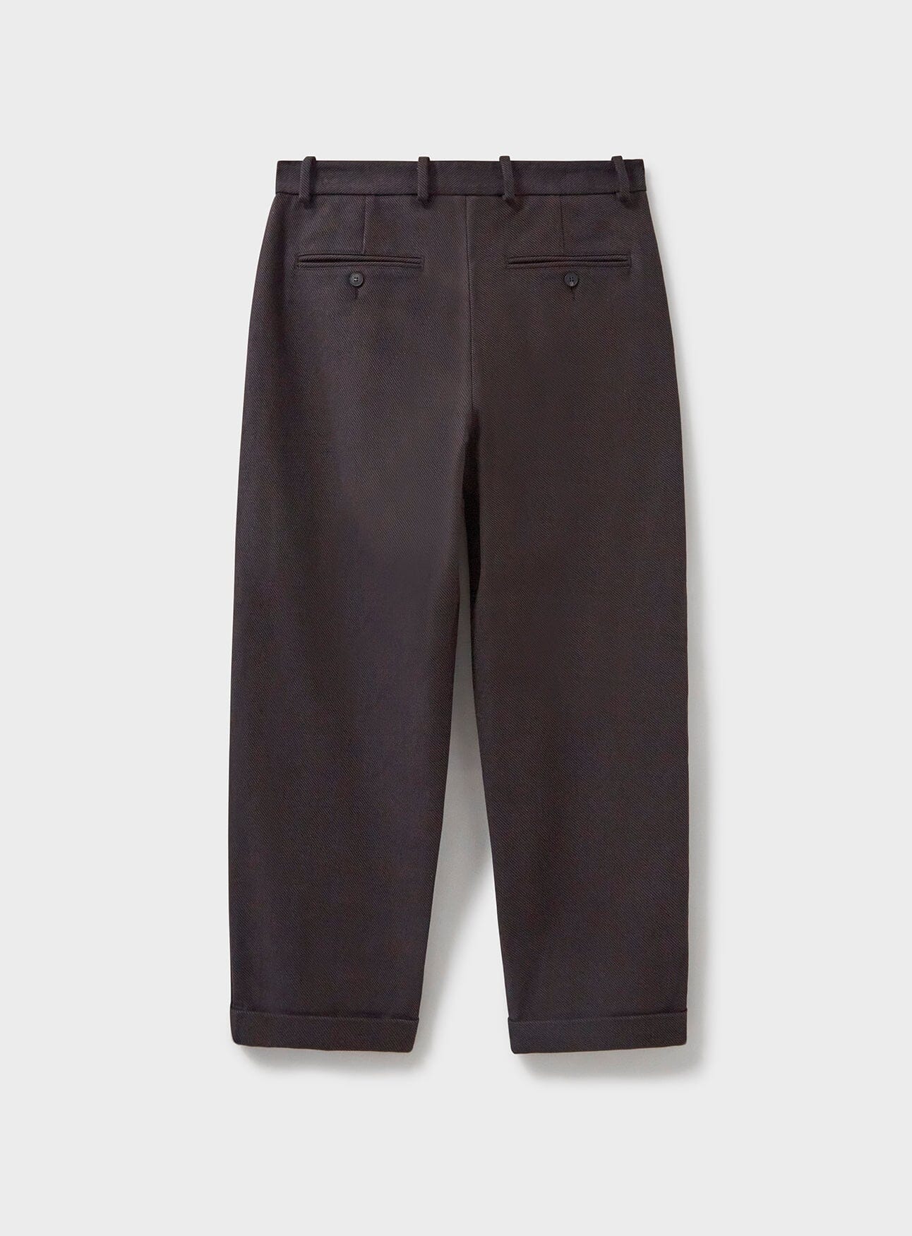 Recycled Twill Chocolate Pleated Trouser - Image 5