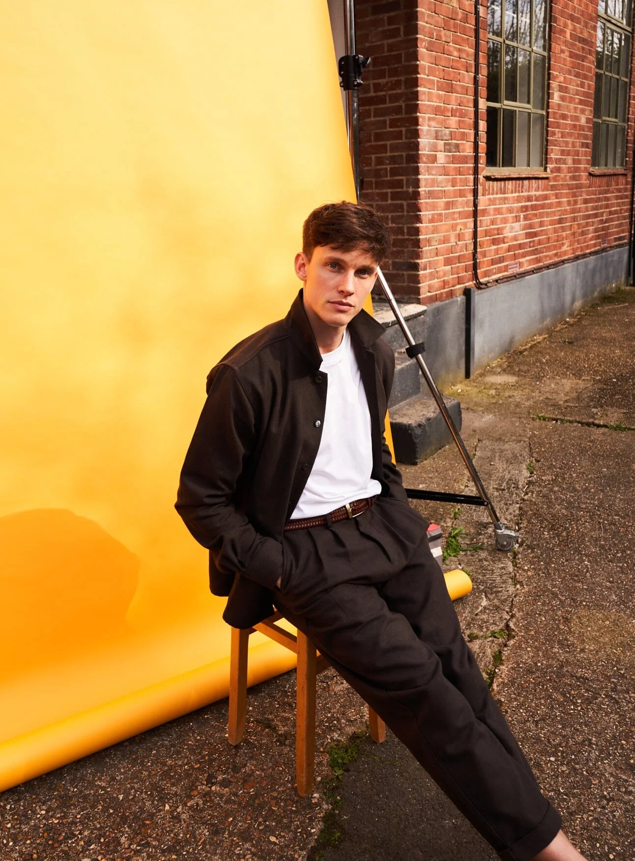 Recycled Twill Chocolate Pleated Trouser - Image 6