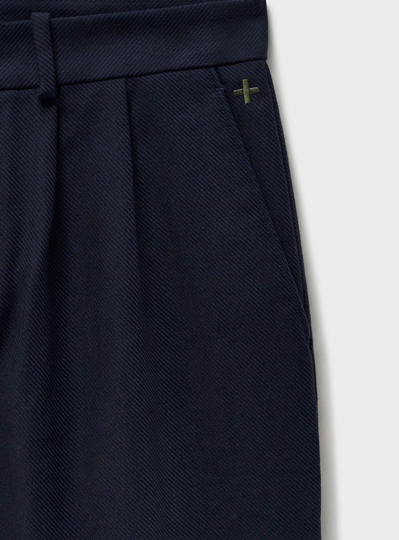 Recycled Twill Navy Pleated Trouser - Image 3
