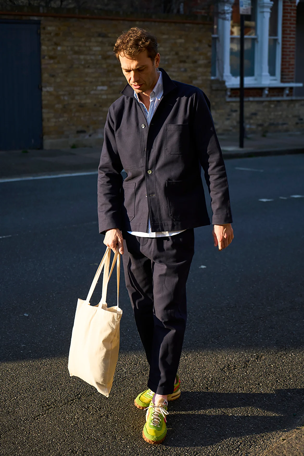 Recycled Twill Navy Pleated Trouser - Image 7