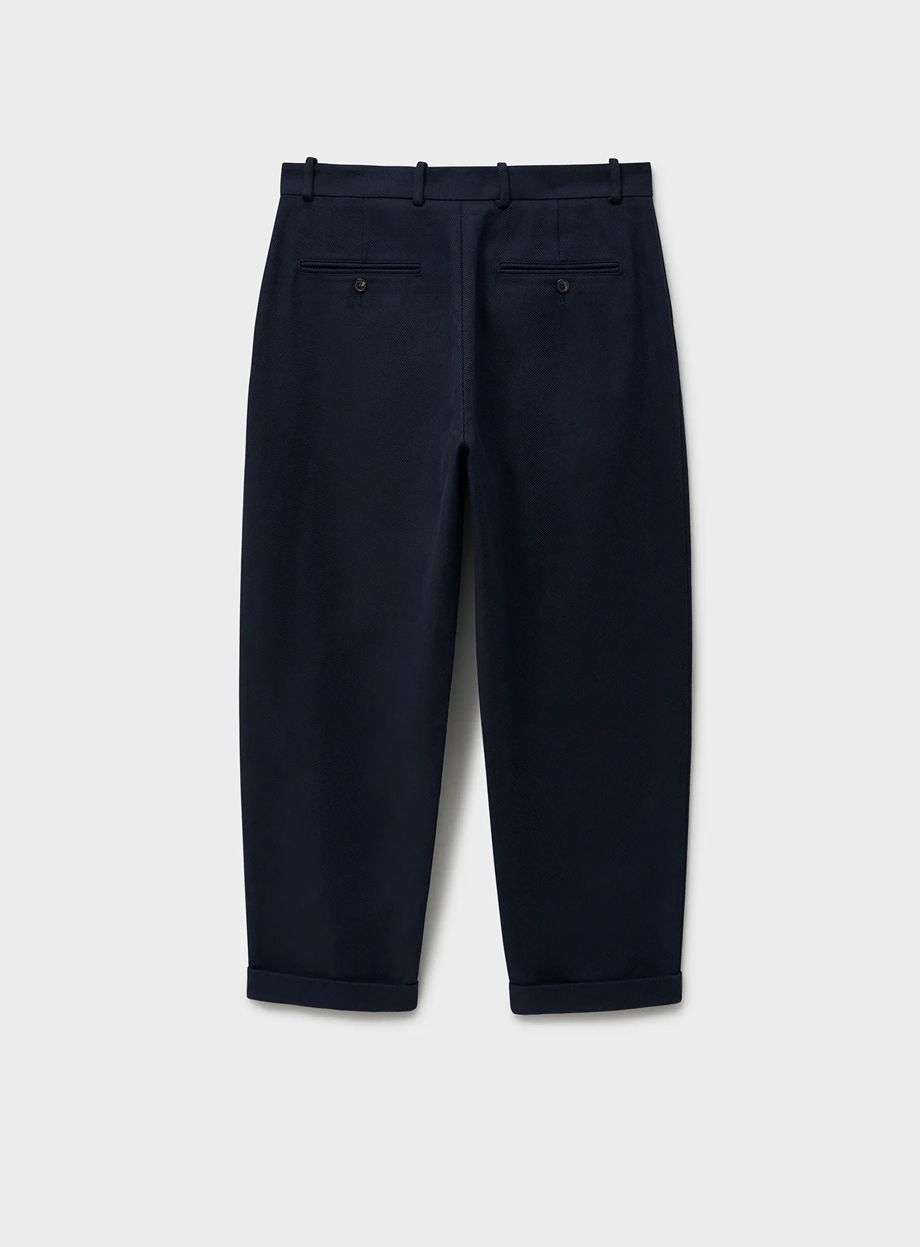 Recycled Twill Navy Pleated Trouser - Image 5