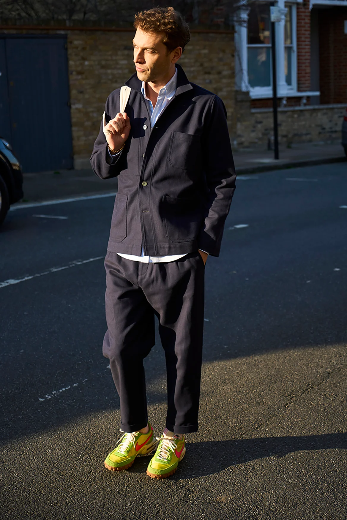 Recycled Twill Navy Pleated Trouser - Image 6