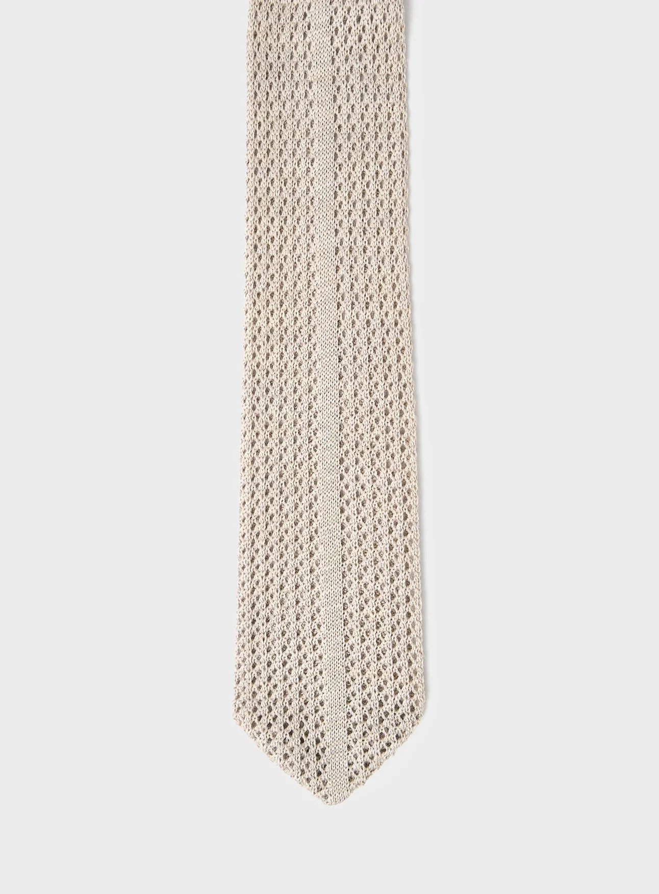 Recycled Wool Knit Oatmeal Tie - Image 3