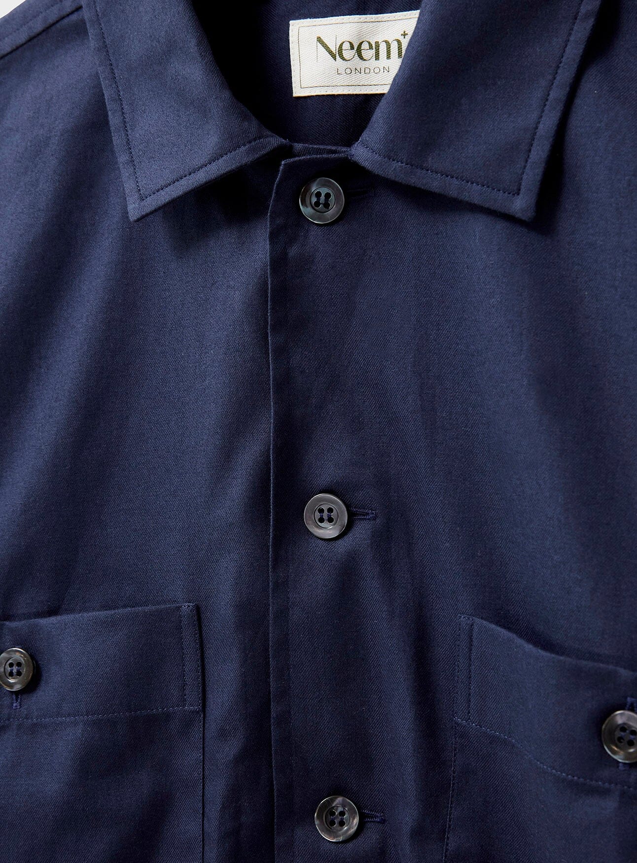 Regenerative Cotton Navy Double Pocket Shirt - Image 3