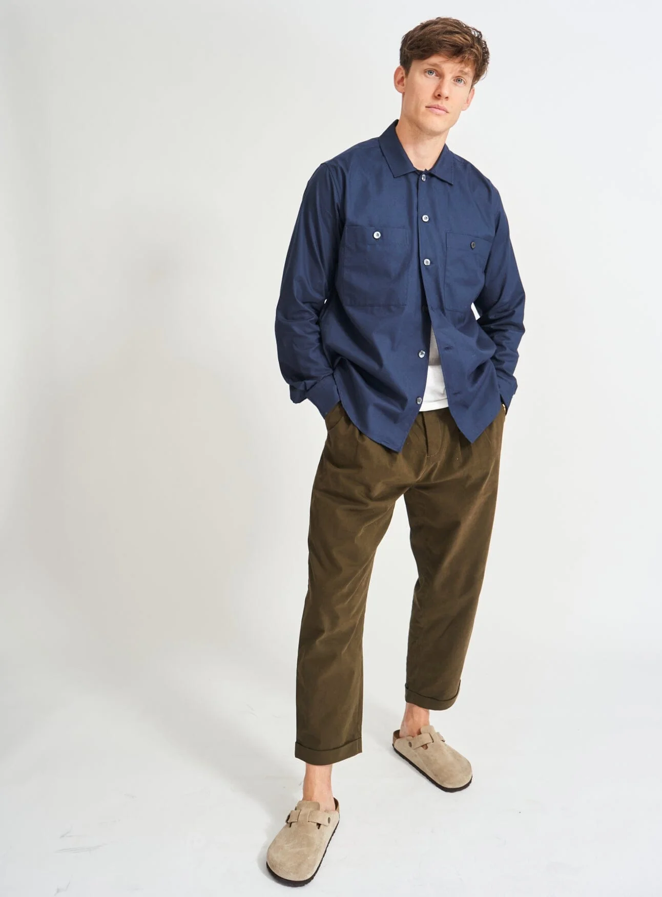 Regenerative Cotton Navy Double Pocket Shirt - Image 7