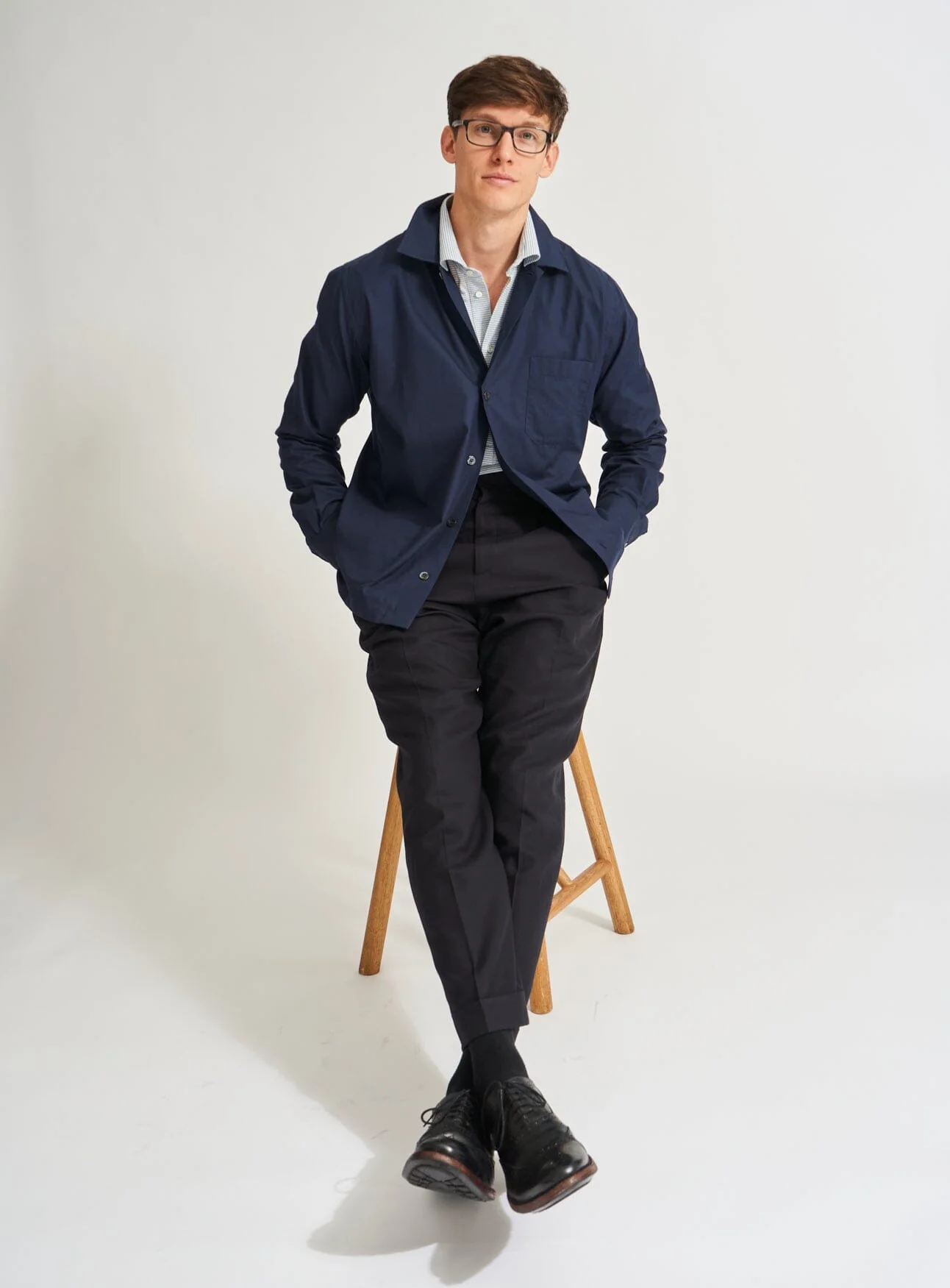 Regenerative Cotton Navy Shirt Jacket - Image 4