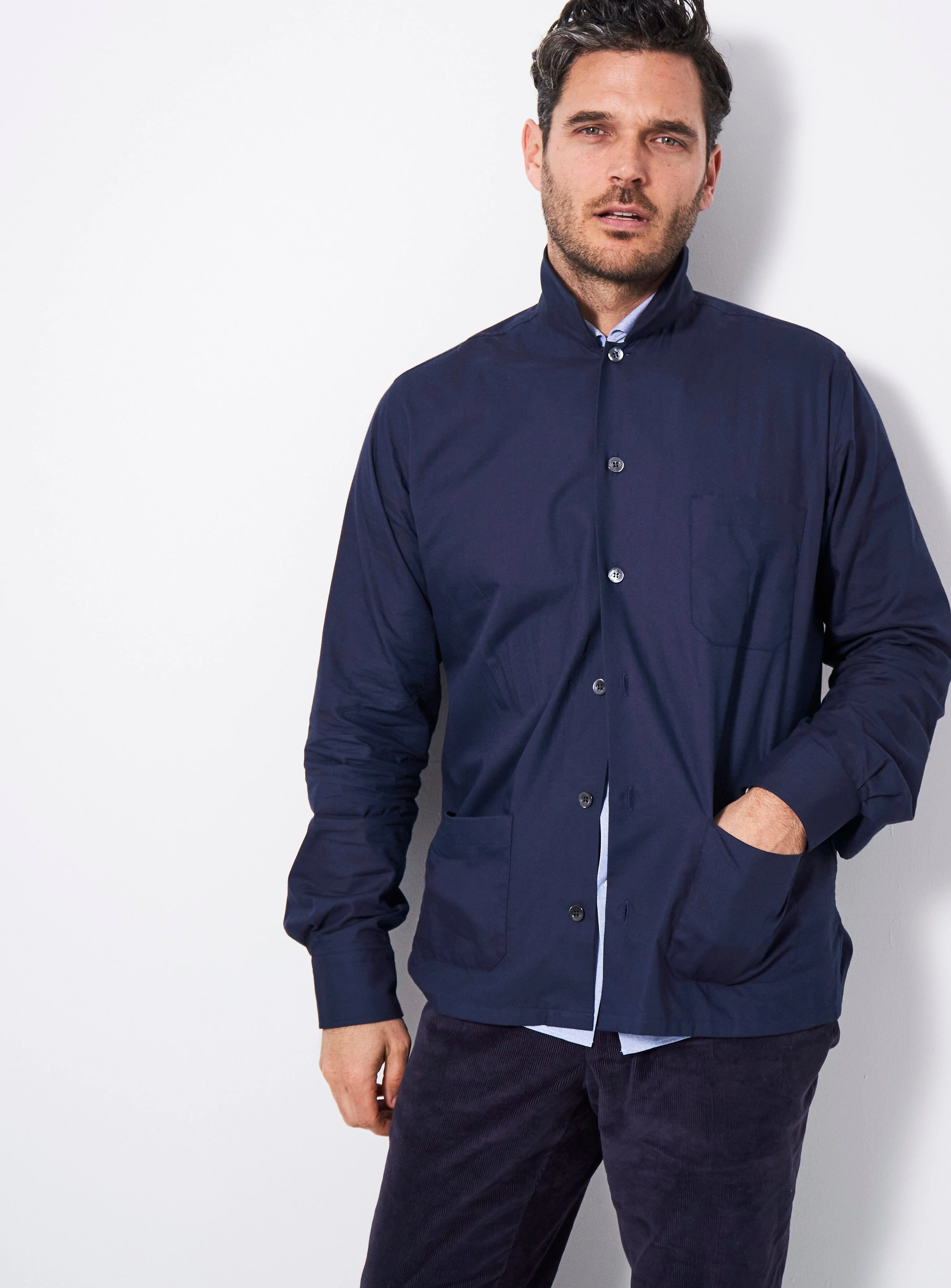 Regenerative Cotton Navy Shirt Jacket - Image 5