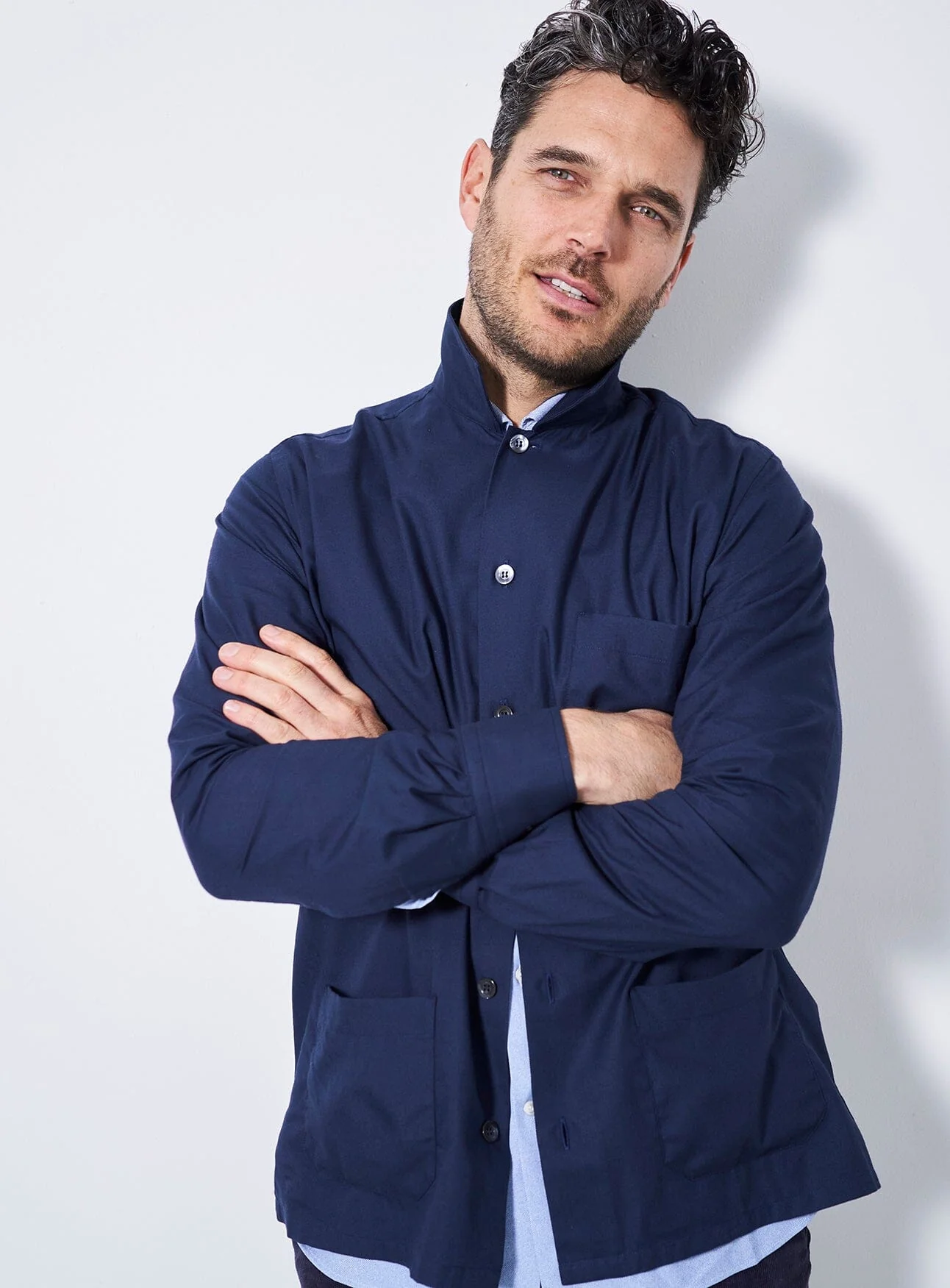 Regenerative Cotton Navy Shirt Jacket - Image 7