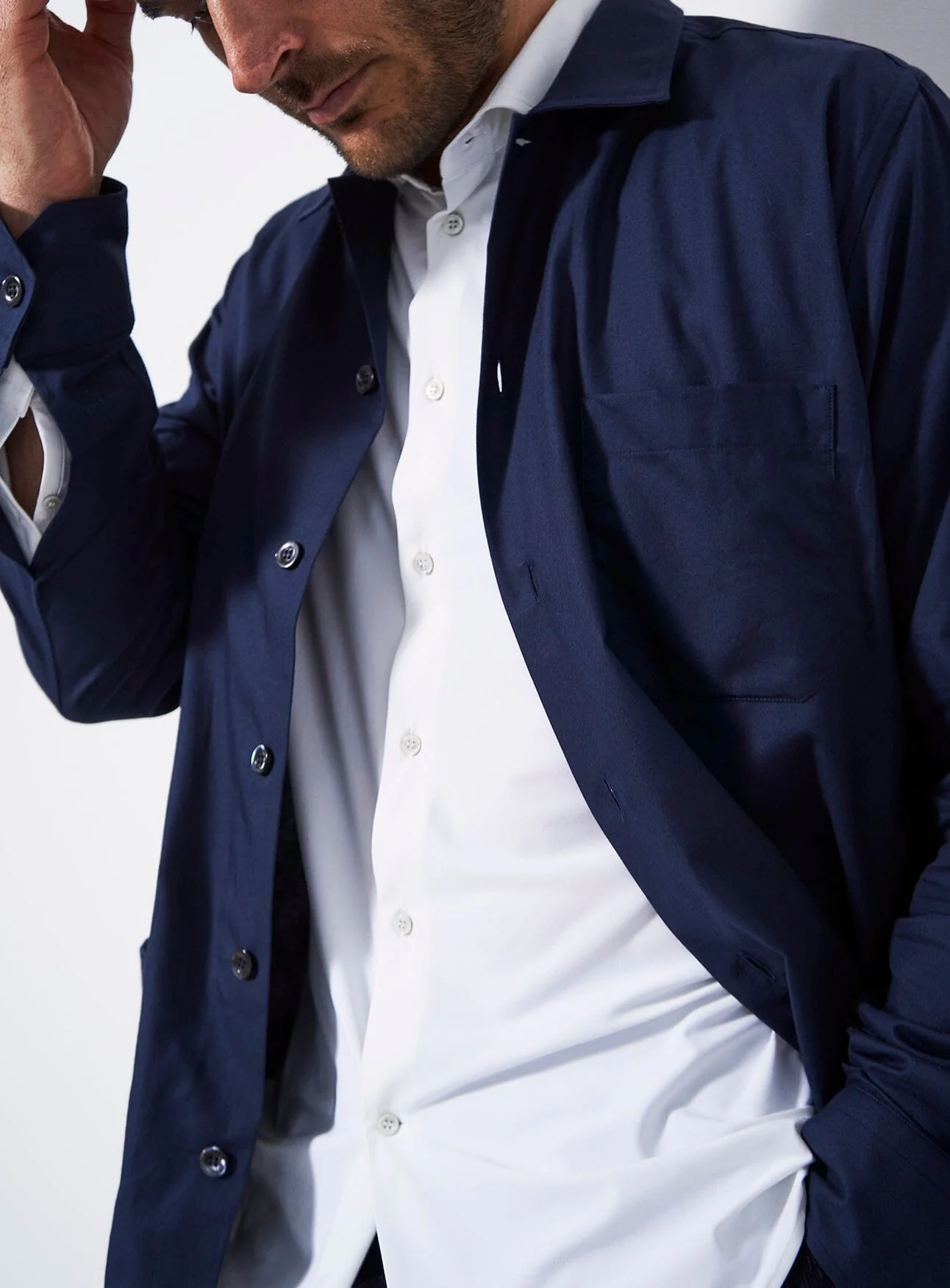 Regenerative Cotton Navy Shirt Jacket - Image 8