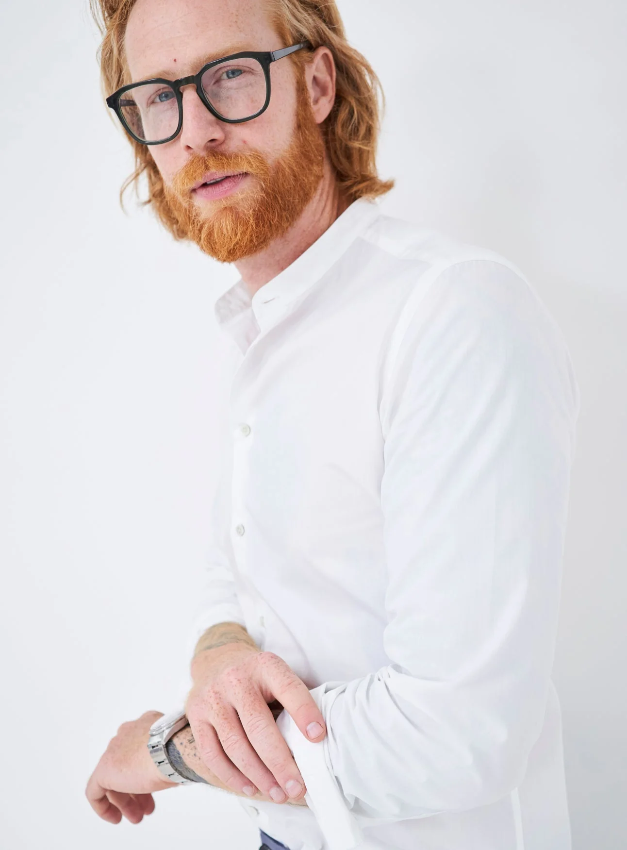 Regenerative Cotton Poplin White Nehru Shirt - Image 3