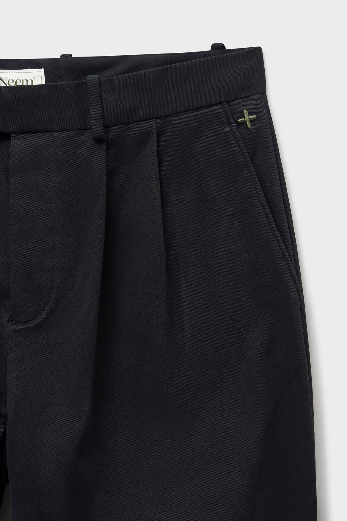 Organic Cotton Stretch Black Pleated Trouser - Image 3