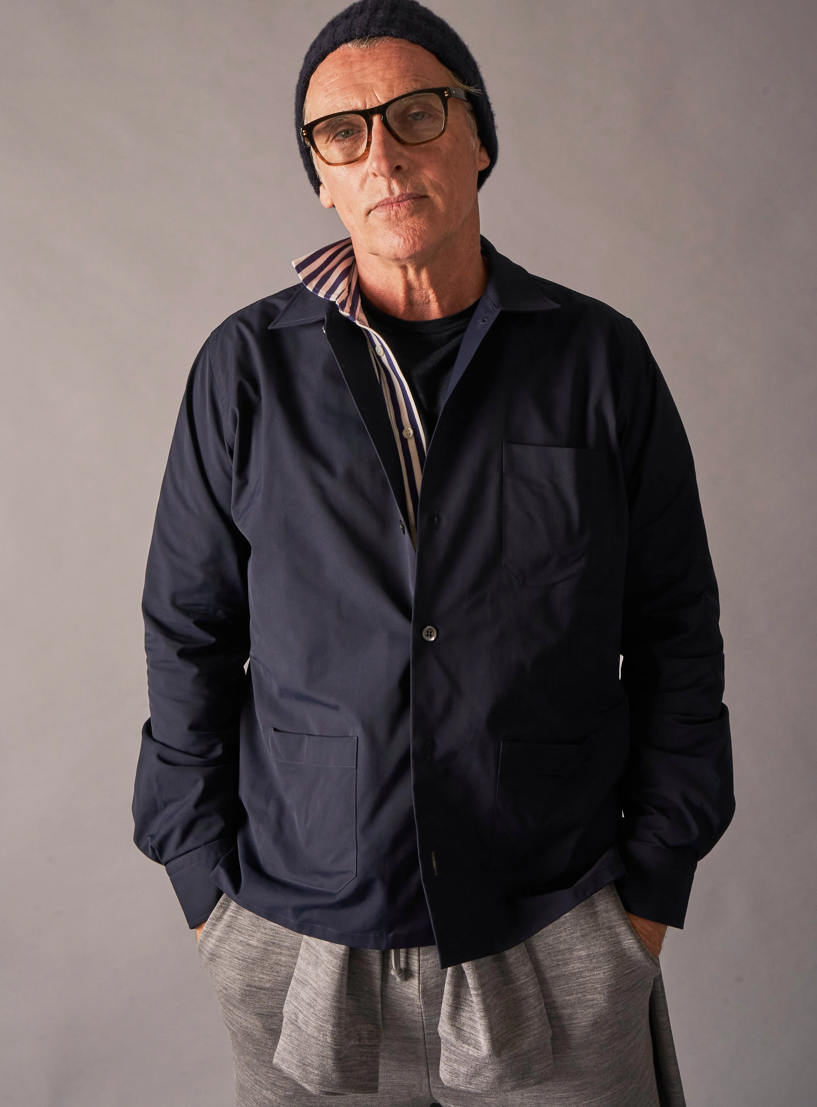 Cashmere Navy Ribbed Beanie Hat - Image 5