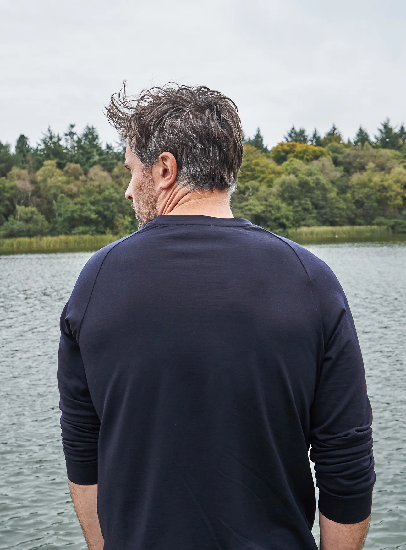 ZQ Merino Wool Jersey Long Sleeve Super 120s Navy Crew neck - Image 6