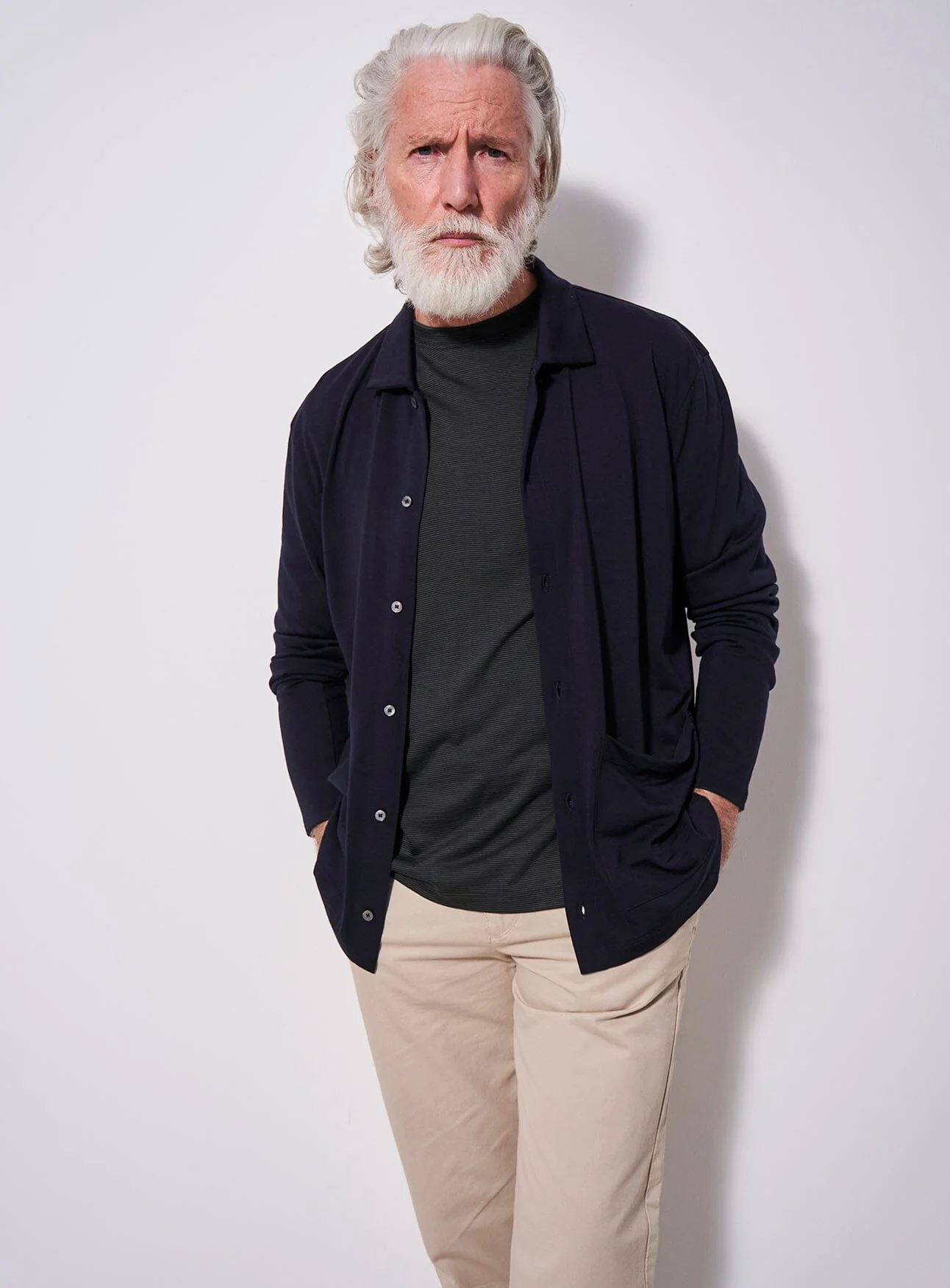 ZQ Merino 120s Neem Navy Jersey Cardigan - Image 5