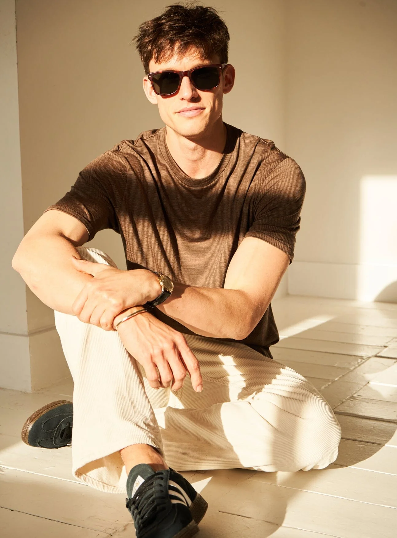 ZQ Merino Super 120s Wool Jersey Tan stripe Neem T - Image 5