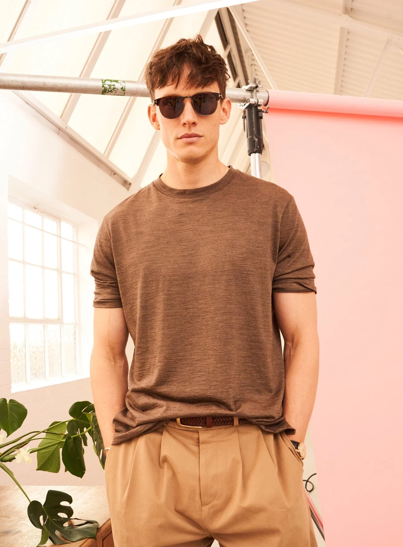 ZQ Merino Super 120s Wool Jersey Tan stripe Neem T - Image 6